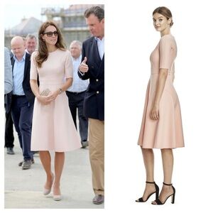 Lela Rose / Kate Middleton DOUBLE FACED TWILL ELBOW SLEEVE DRESS pink 12